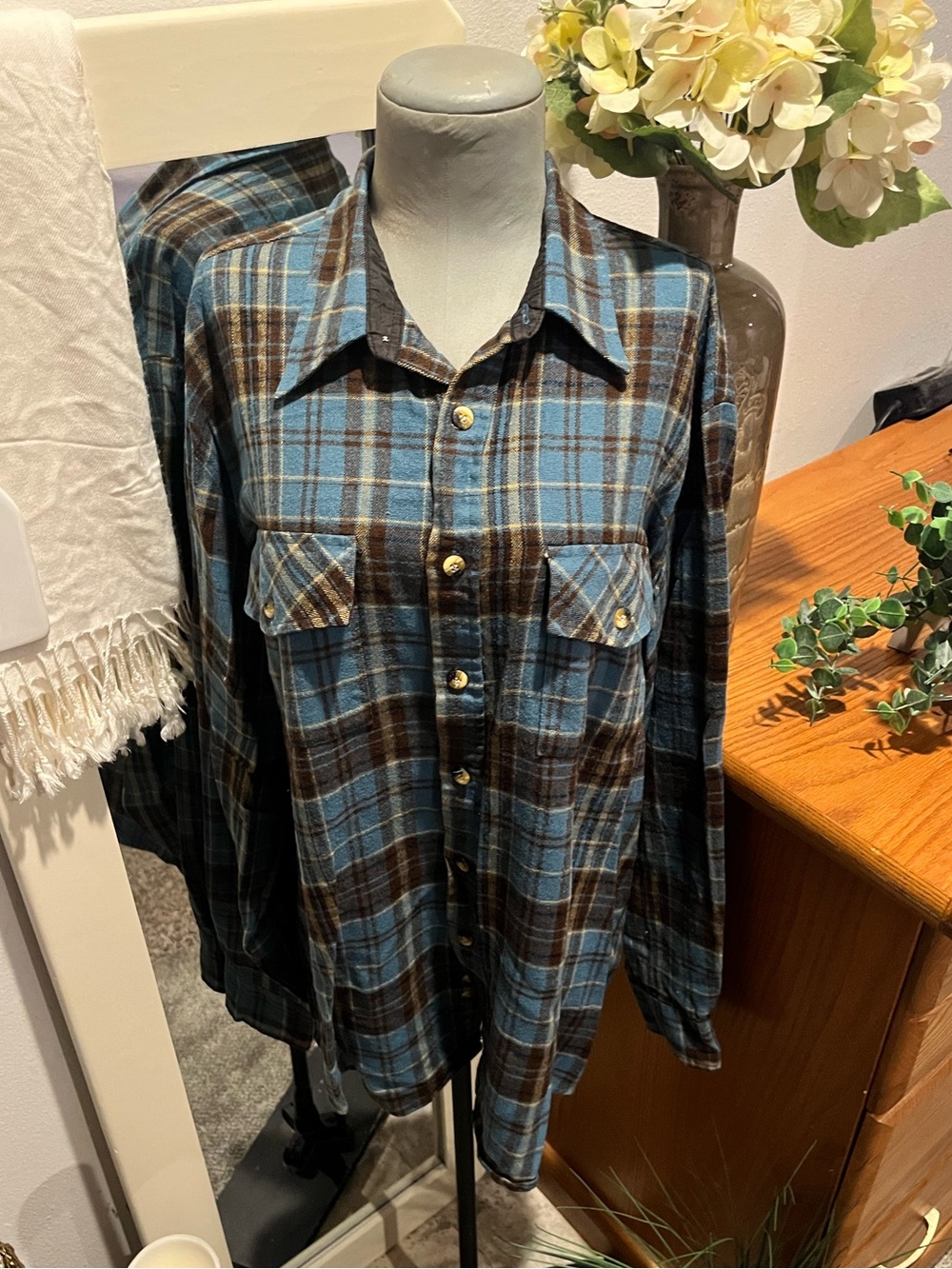 Sutter & Grant Button Down Flannel Shirt Size Large